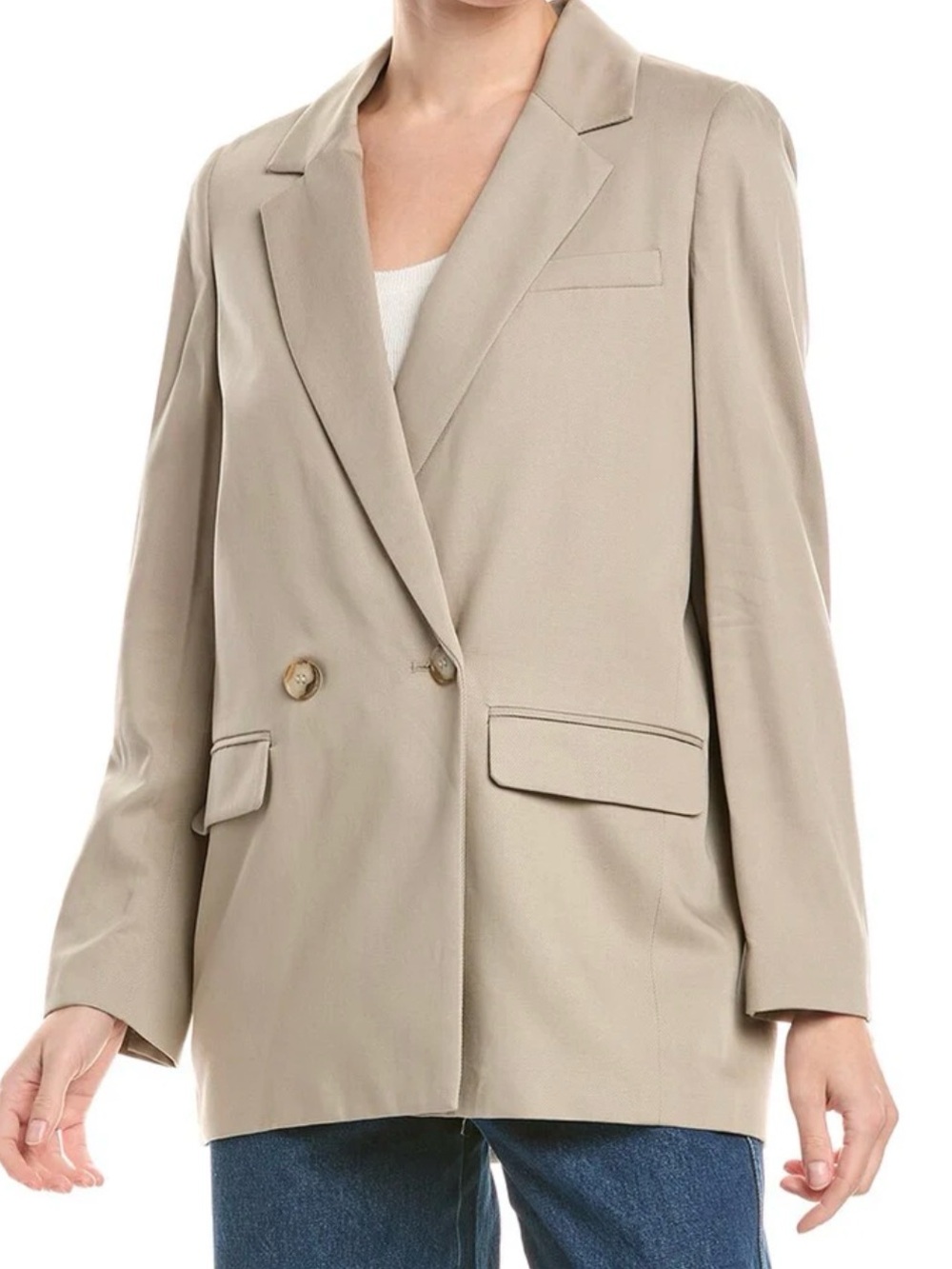 Madewell Women’s 2X Double Breasted Blazer Taupe Beige Career Jacket
